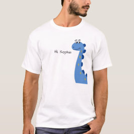 Süßer blauer Dinosaurier - Benutzerdefinierter Nam T-Shirt