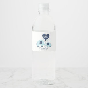 Süßer blauer Elefant Junge Baby Shower Wasserflaschenetikett