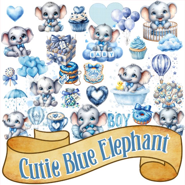 Süßer blauer Elefant - Kleine Erdnuss Aufkleber (Von Creator hochgeladen)