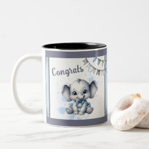 Süßer blauer Elefant - Kleine Erdnuss Zweifarbige Tasse
