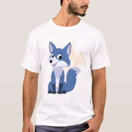 Süßer blauer Fuchs-Cartoon mit Funkeln T-Shirt