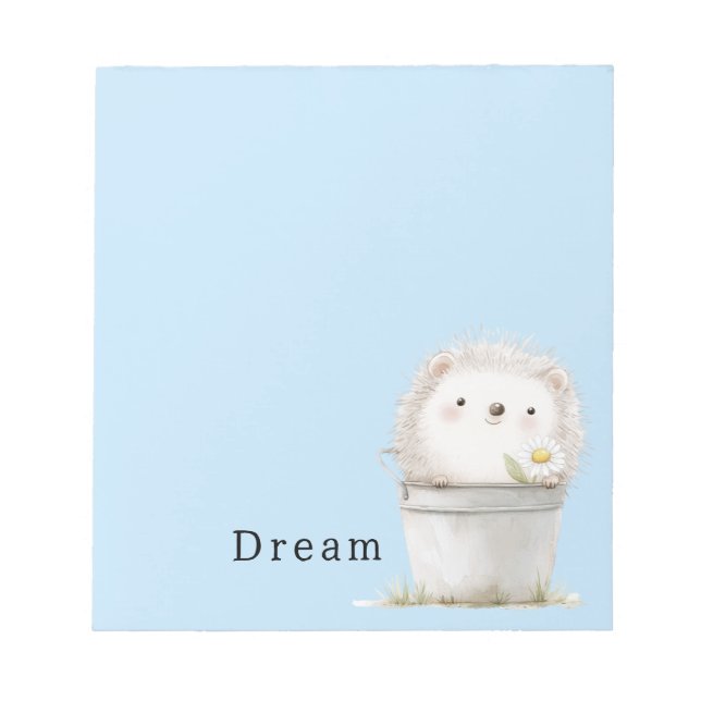 Süßer blauer Gartenhase im Eimer Notizblock (Vorderseite)