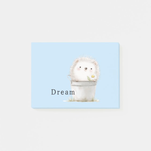 Süßer blauer Gartenhase im Eimer Post-it Klebezettel (Vorderseite)