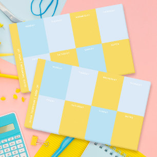 Süßer blauer gelber Schulwochenplaner Post-it Klebezettel