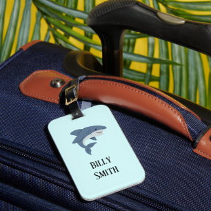 Süßer blauer Hai personalisiert Gepäckanhänger