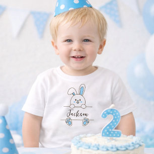 Süßer blauer Hase Junge zum ersten Geburtstag Baby T-shirt