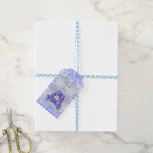 Süßer blauer Hase Kaninchen Danke Baby Shower Geschenkanhänger
