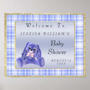 Süßer blauer Hase "Willkommen" Poster