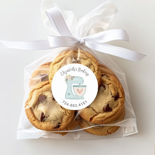 Süßer blauer Kuchenmixer, mit Liebe gebacken Runder Aufkleber