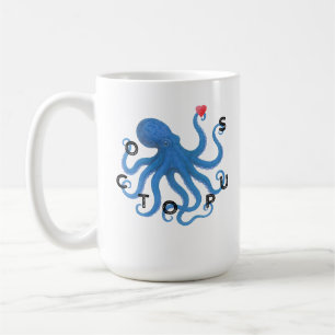 Süßer blauer Oktopus-Freund mit Herz Ozean Schnorc Kaffeetasse