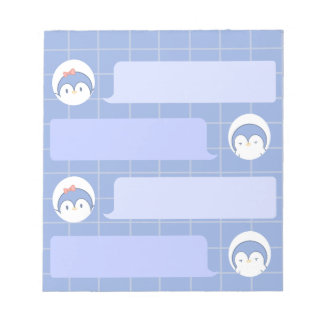 Süßer blauer Pinguin Notizblock | Minimal Grid Ich