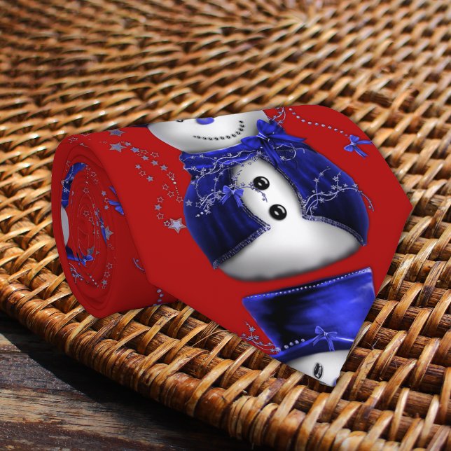 Süßer blauer Schneemann Weihnachten  Krawatte (Cute Blue Snowman Christmas Tie by the Olde Christmas Shoppe)