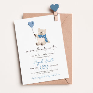 Süßer blauer Teddybär Kaum warten Baby-Party Einladung