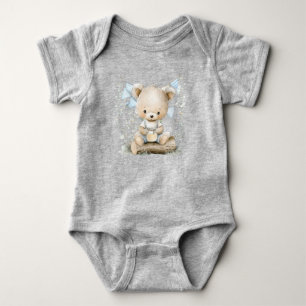 süßer blauer Teddybär mit Ballons Baby Strampler