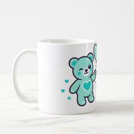 Süßer blauer Teddybär mit Herz Liebe Kaffeetasse