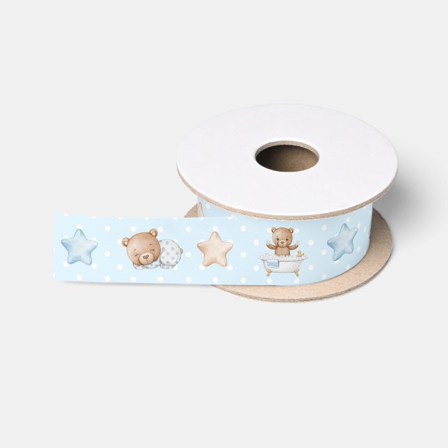 Süßer blauer Teddybär Satinband (Spule)