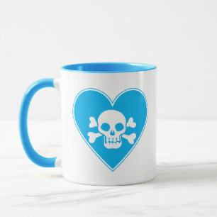 Süßer blauer Totenkopf im Herzen Tasse