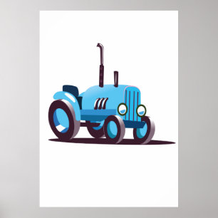 Süßer blauer Traktor Poster