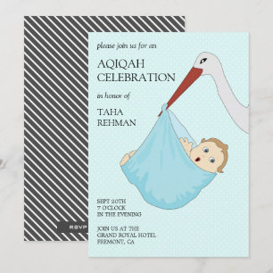 Süßer blauer Vogel, Babyjunge Aqiqah Einladung