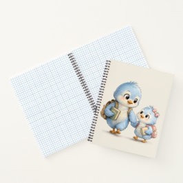 Süßer blauer Vogel Bruder Schwester Schreibheft Notizbuch
