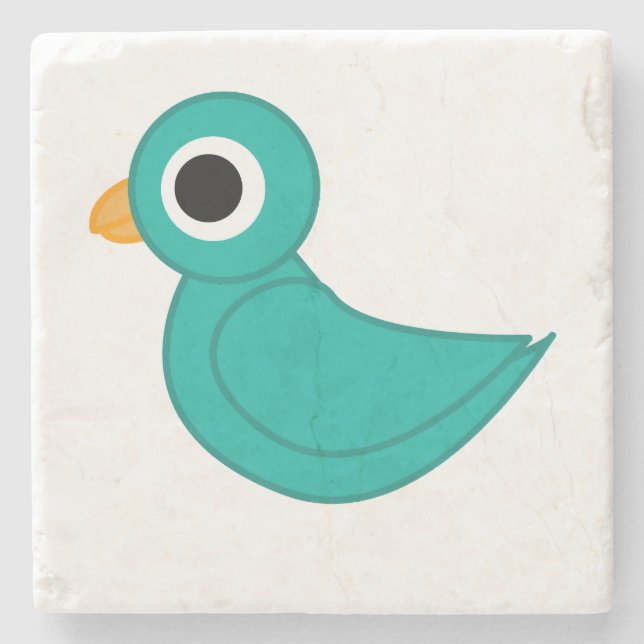 Süßer blauer Vogel Steinuntersetzer (Vorderseite)
