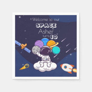 Süßer blauer Weltraum-Astronaut personalisierter G Serviette