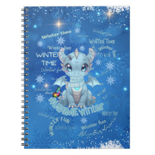 Süßer blauer Winterdrache – Magische Schneeflocke Notizblock