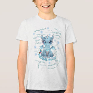 Süßer blauer Winterdrache – Magische Schneeflocke Tri-Blend Shirt