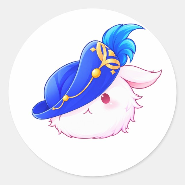 Süßer blauer Zauberer-Hasen-Aufkleber Runder Aufkleber (Vorderseite)