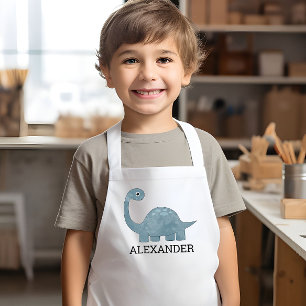 Süßer blaugrauer Dinosaurier personalisiert Kinderschürze