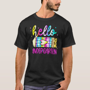 Süßer Bleistift Hallo Kindergarten Leopard Tie Dye T-Shirt