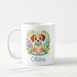 Süßer Blumenhund Welpe Kaffeetasse