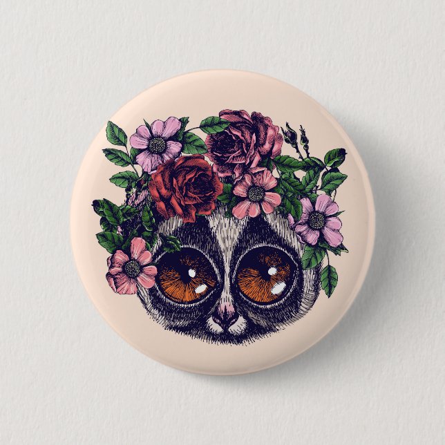 Süßer BlumenLemur Button (Vorderseite)