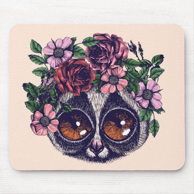 Süßer BlumenLemur Mousepad (Vorne)