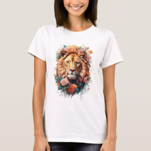 Süßer Blumenlöwe auf sommerlichem floralem Löwen T T-Shirt