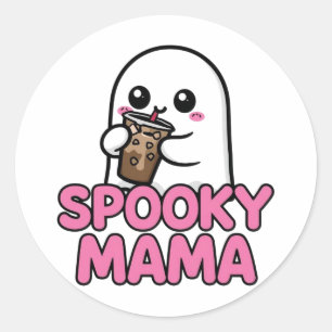 Süßer Boba-Geist - Gruselige Mama Kawaii Halloween Runder Aufkleber