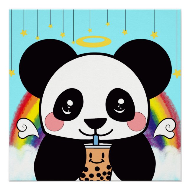 Süßer Boba-Panda-Bär  Poster (Vorderseite)