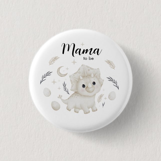 Süßer Boho-Dinosaur-Mama-to-Be-Button zum Anpassen Button (Vorderseite)