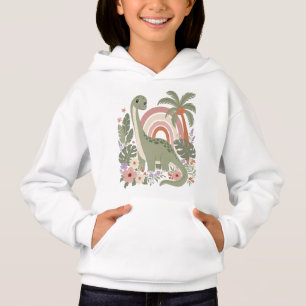 Süßer Boho-Dinosaurier Pastell-Regenbogen-Dino Hoodie
