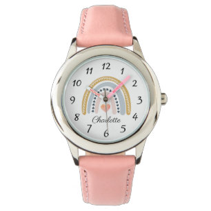 Süßer Boho-Mädchenname Wasserfarben-Regenbogen Armbanduhr