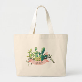 Süßer Boho personalisierter Name Kaktus Trend Graf Jumbo Stoffbeutel