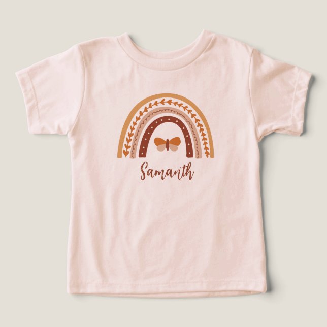 Süßer Boho-Regenbogen-Monogramm-Name Baby Mädchen (Design Vorderseite)