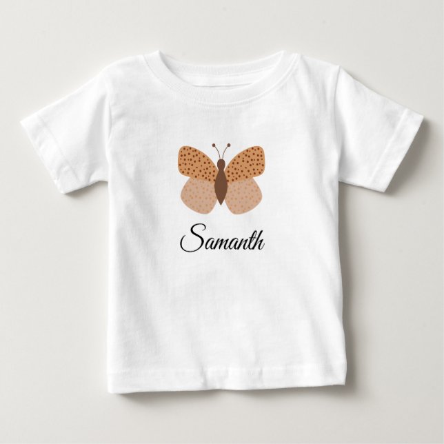 süßer Boho-Schmetterling Monogramm Name Baby Mädch T-shirt (Vorderseite)