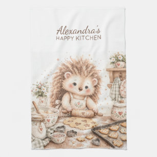 Süßer Boho-Wasserfarben-Igel-Name Geschirrtuch