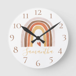 Süßer Boho-Wasserfarben-Regenbogen-Herz mit indivi Runde Wanduhr