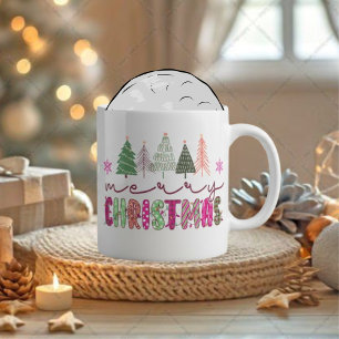 Süßer Boho-Weihnachtsbaum-Sublimationsentwurf Jumbo-Tasse