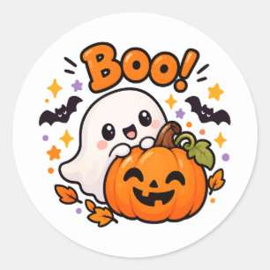 Süßer Boo-Geist-Kürbis-Halloween-Rundaufkleber Runder Aufkleber