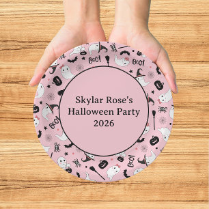 Süßer Boo Gruseliger Geist Halloween Rosa Mädchen Pappteller