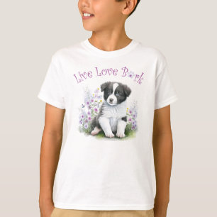 Süßer Border Collie Hund Blumen T-Shirt