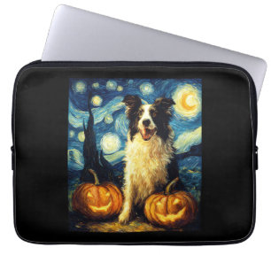 Süßer Border Collie Hund Halloween Jack O Lantern Laptopschutzhülle